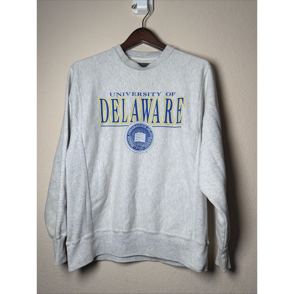 VTG Champion Reverse Weave University of Delaware Crewneck Gray Mens S